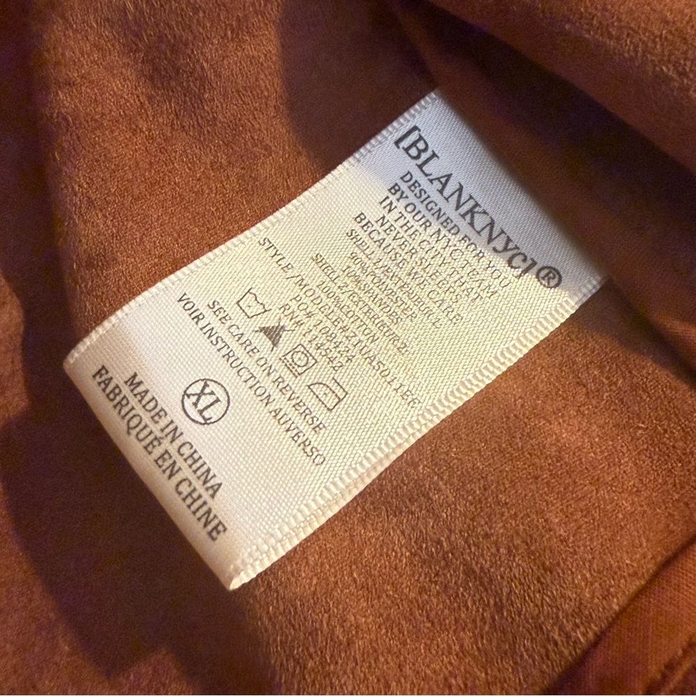 BLANK NYC Rust Faux Suede Jacket Size XL Asymmetrical - Picture 10 of 10